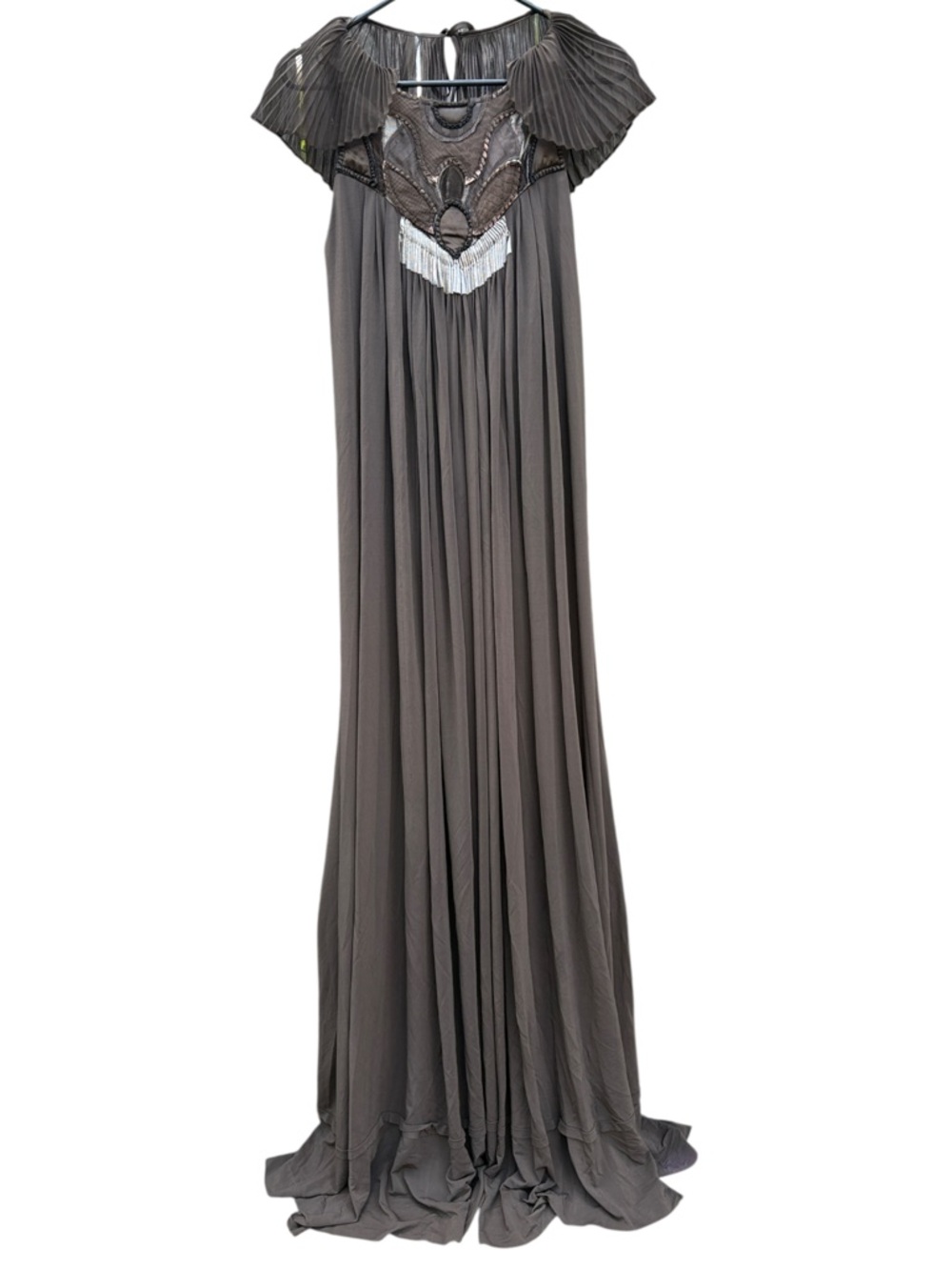 BCBG Max Azria Runway Embellished Maxi Dress Brown Size XS